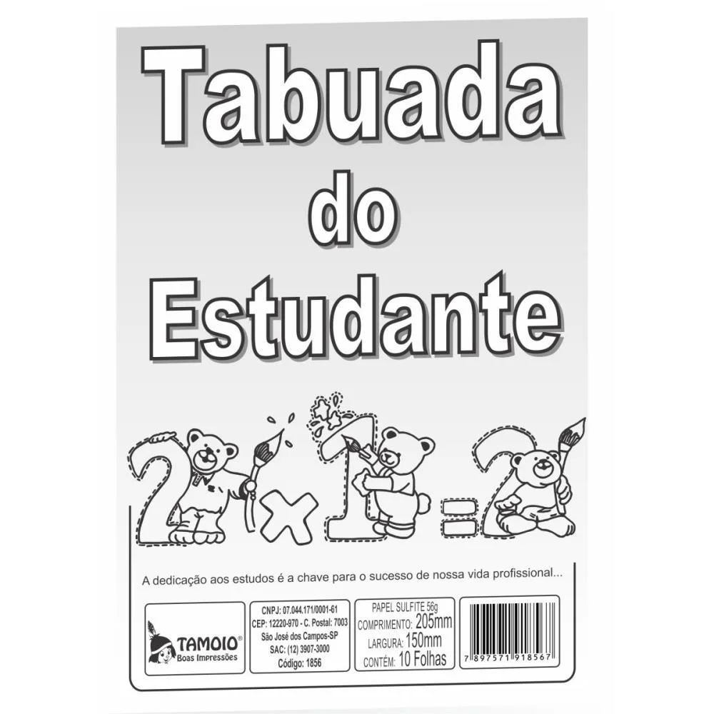 CADERNO DE TABUADA TABUADA DO ESTUDANTE 10 FOLHAS TAMOIO (PCT.C/50) - imagem 4