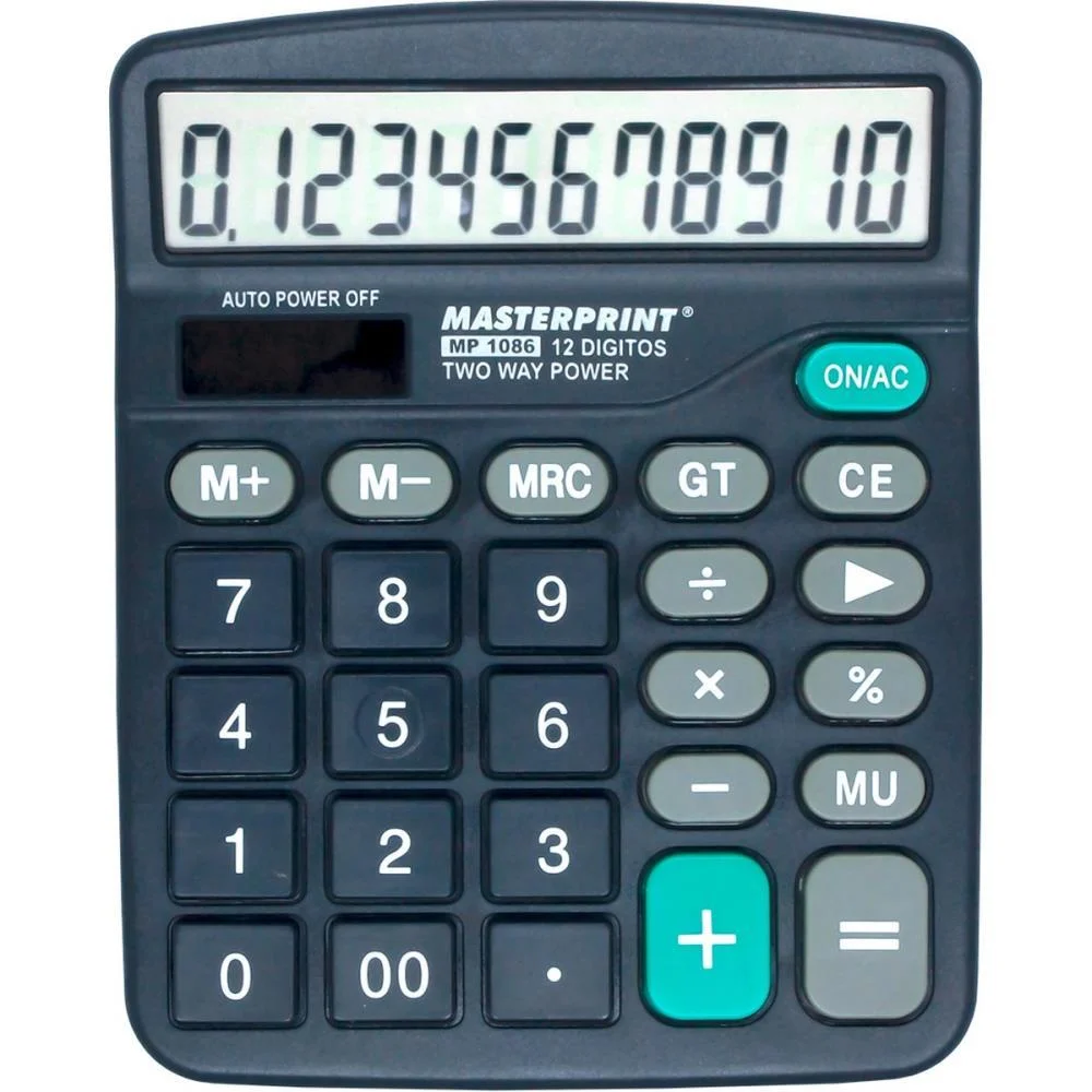 CALCULADORA DE MESA 12 DIG.MP 1086 AZ/CZ PL/SOLAR MASTERPRINT (UNIDADE) - imagem 3