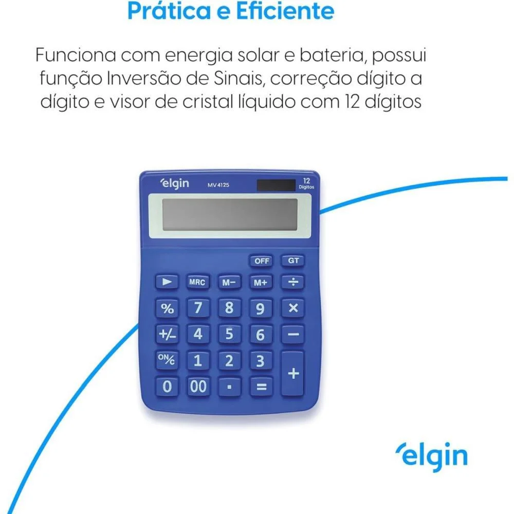 CALCULADORA DE MESA 12 DIGITOS MV4125 AZUL ELGIN (UNIDADE) - imagem 5
