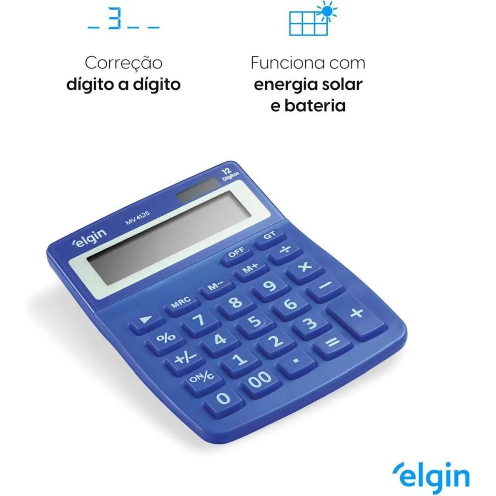 CALCULADORA DE MESA 12 DIGITOS MV4125 AZUL ELGIN (UNIDADE) - imagem 7
