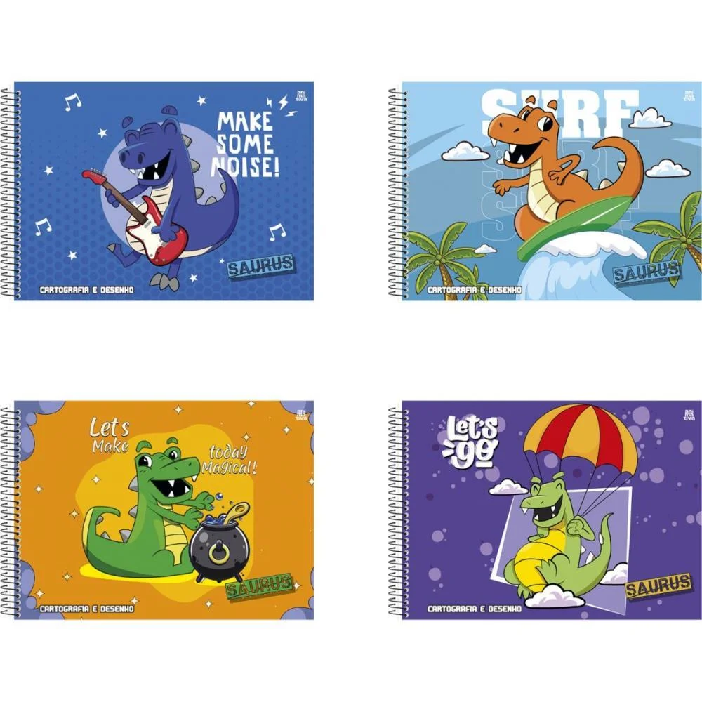 CADERNO DESENHO UNIV CAPA DURA SAURUS 60F ANIMATIVA (PCT.C/05) - imagem 3