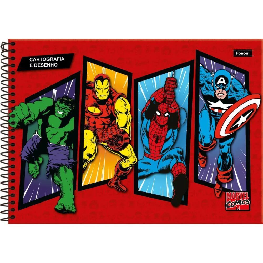 CADERNO DESENHO UNIV CAPA DURA MARVEL COMICS 80F FORONI (PCT.C/05) - imagem 3