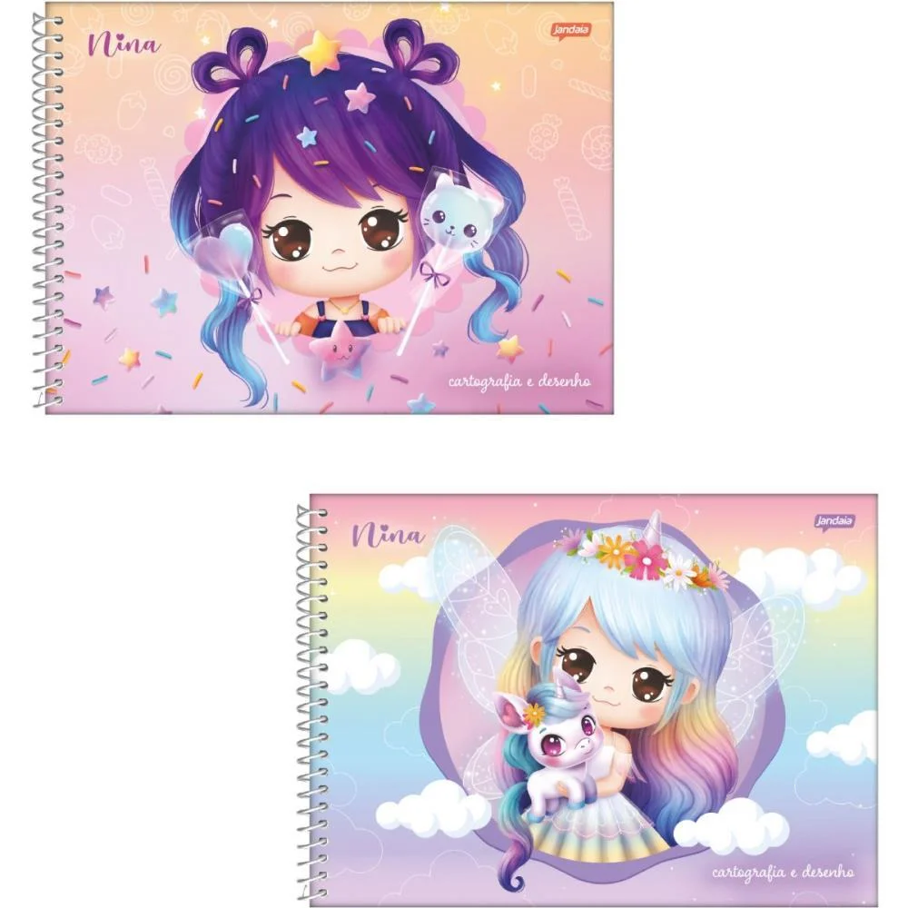 CADERNO DESENHO UNIV CAPA DURA NINA 80FLS JANDAIA (PCT.C/04) - imagem 3