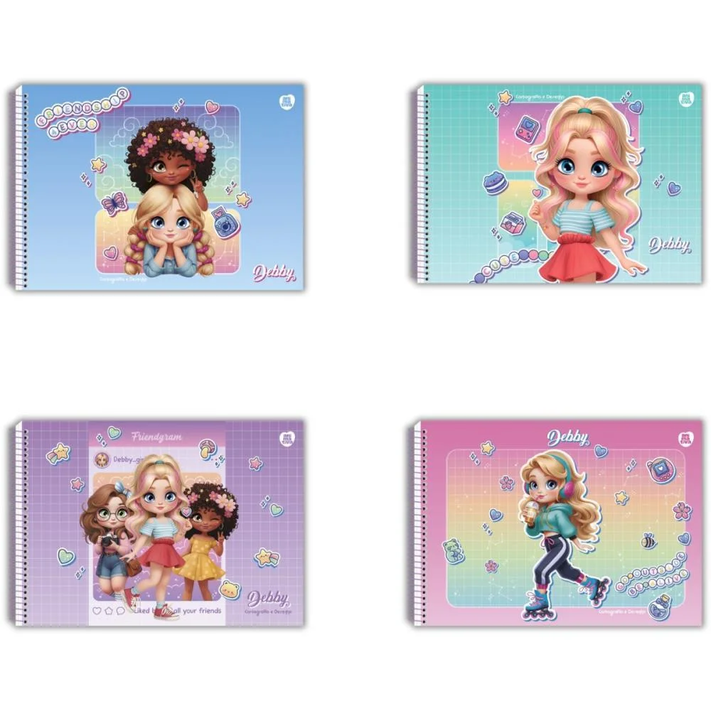CADERNO DESENHO UNIV CAPA DURA DEBBY 60F ANIMATIVA (PCT.C/05) - imagem 3