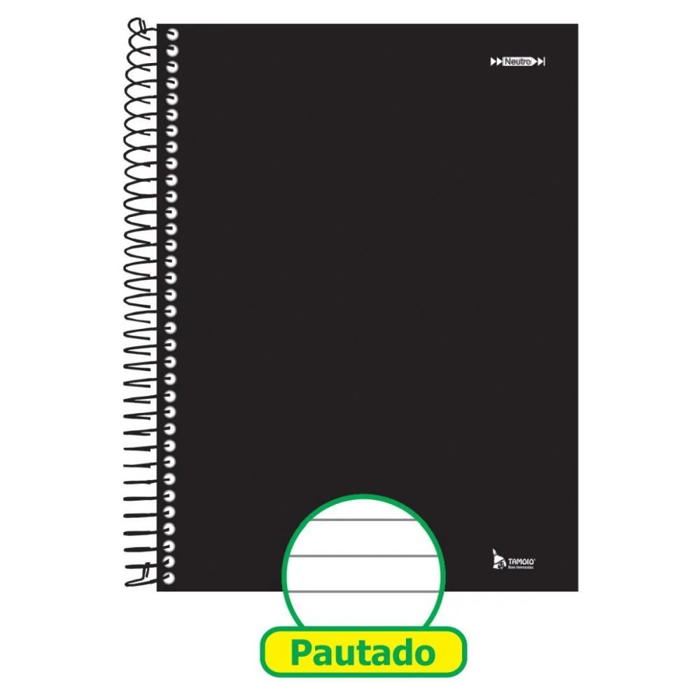 CADERNO ESPIRAL 1/4 CAPA DURA NEUTRO PRETO 200 FOLHAS TAMOIO (PCT.C/05) - imagem 2