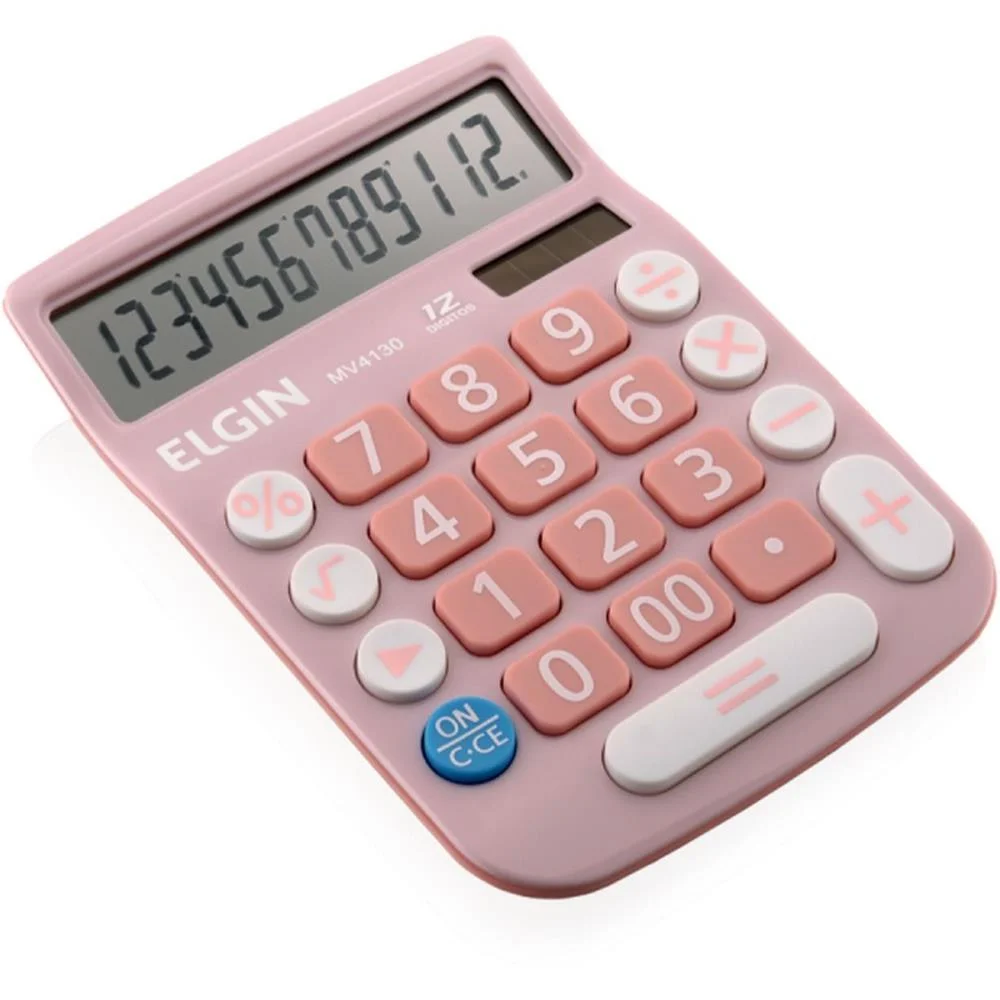 CALCULADORA DE MESA 12 DIG. VISOR LCD SOL/BAT ROSA ELGIN (UNIDADE) - imagem 2