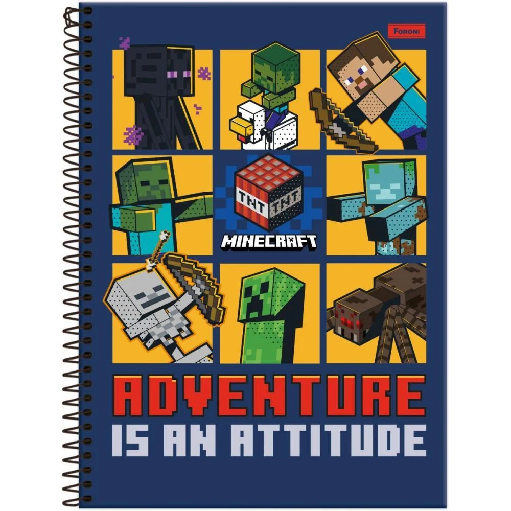 CADERNO ESPIRAL 1/4 CAPA DURA MINECRAFT 80FLS FORONI (PCT.C/05) - imagem 3