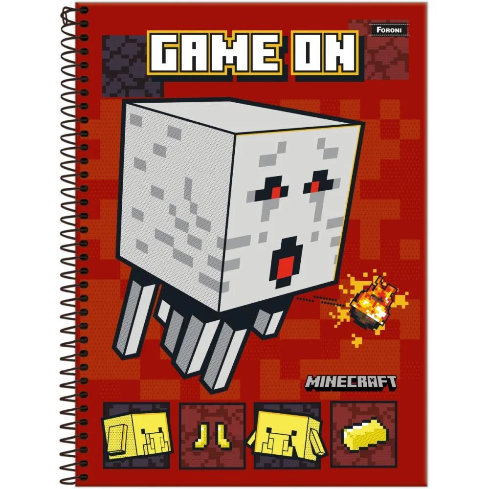 CADERNO ESPIRAL 1/4 CAPA DURA MINECRAFT 80FLS FORONI (PCT.C/05) - imagem 4