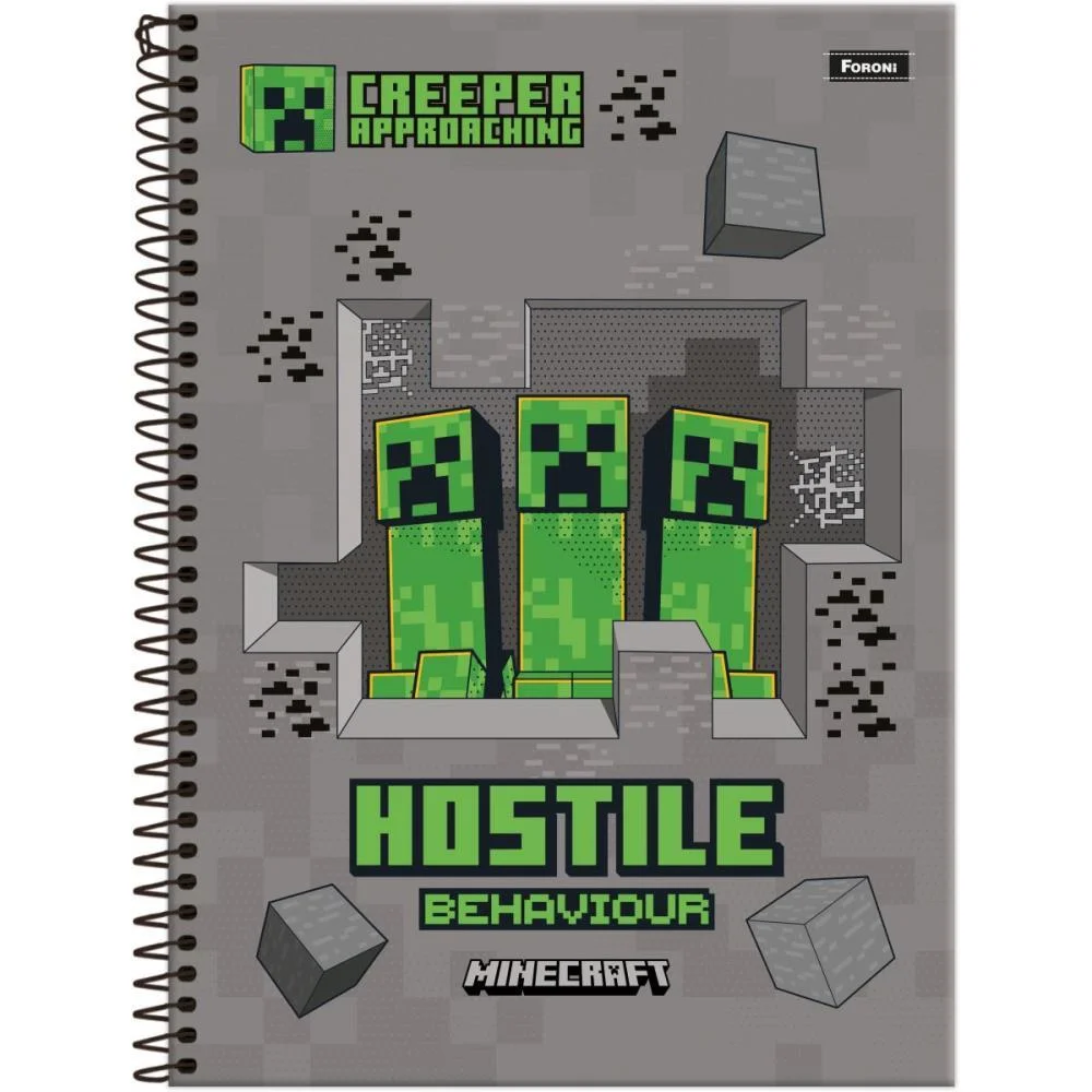 CADERNO ESPIRAL 1/4 CAPA DURA MINECRAFT 80FLS FORONI (PCT.C/05) - imagem 5