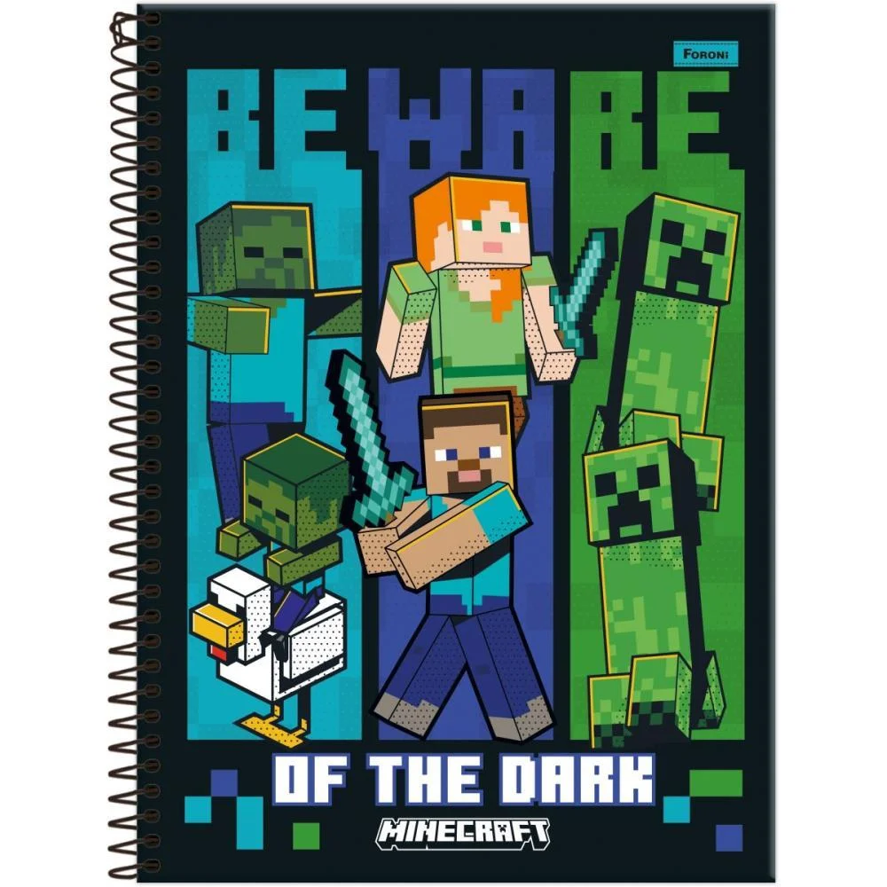 CADERNO ESPIRAL 1/4 CAPA DURA MINECRAFT 80FLS FORONI (PCT.C/05) - imagem 6