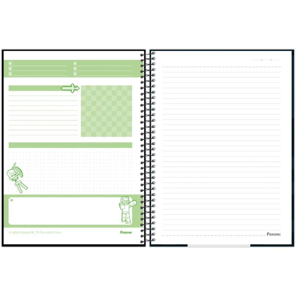 CADERNO ESPIRAL 1/4 CAPA DURA MINECRAFT 80FLS FORONI (PCT.C/05) - imagem 9