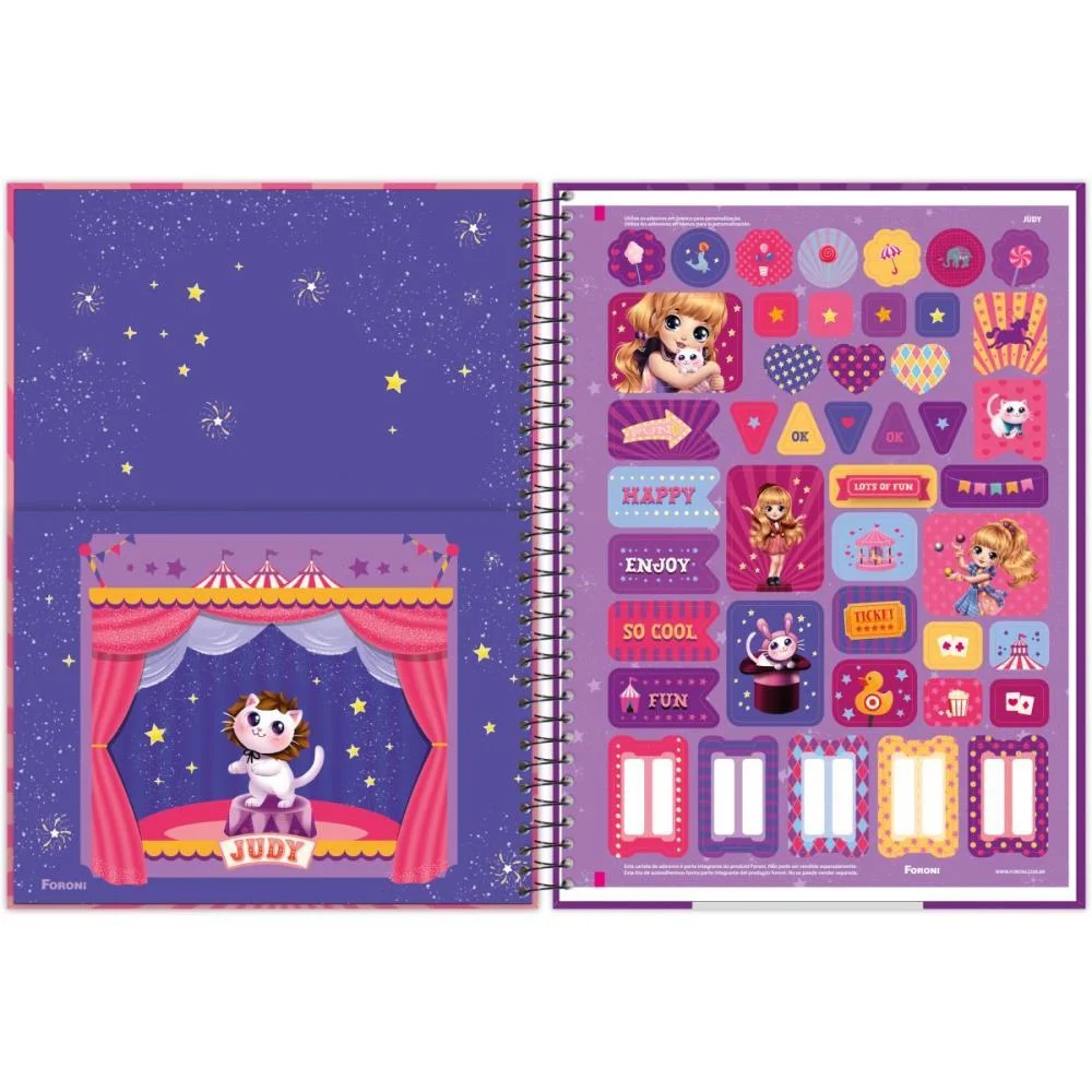 CADERNO ESPIRAL 1/4 CAPA DURA JUDY 80FLS FORONI (PCT.C/05) - imagem 7