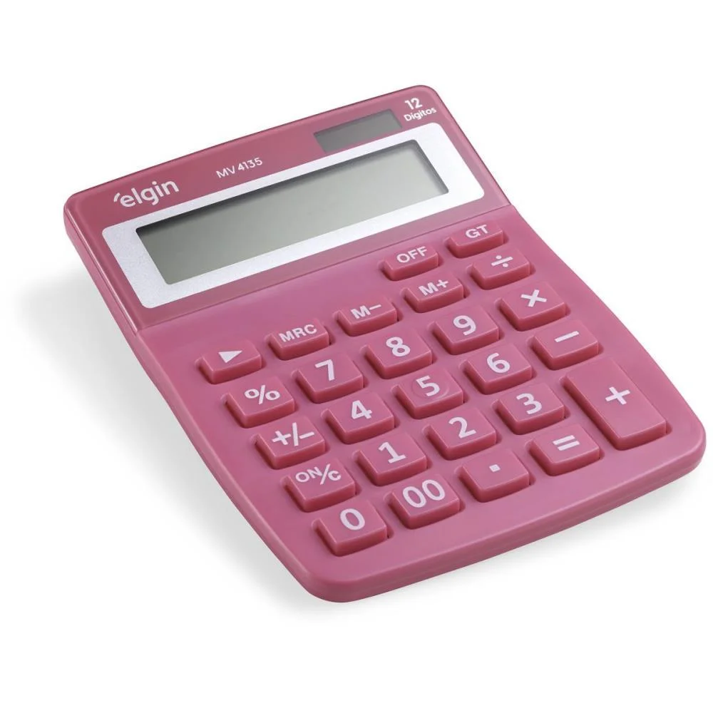 CALCULADORA DE MESA 12 DIG. VISOR MV4135 ROSA ELGIN (UNIDADE) - imagem 3