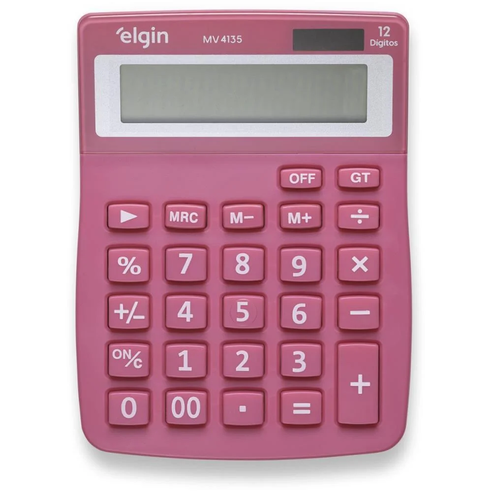 CALCULADORA DE MESA 12 DIG. VISOR MV4135 ROSA ELGIN (UNIDADE) - imagem 4