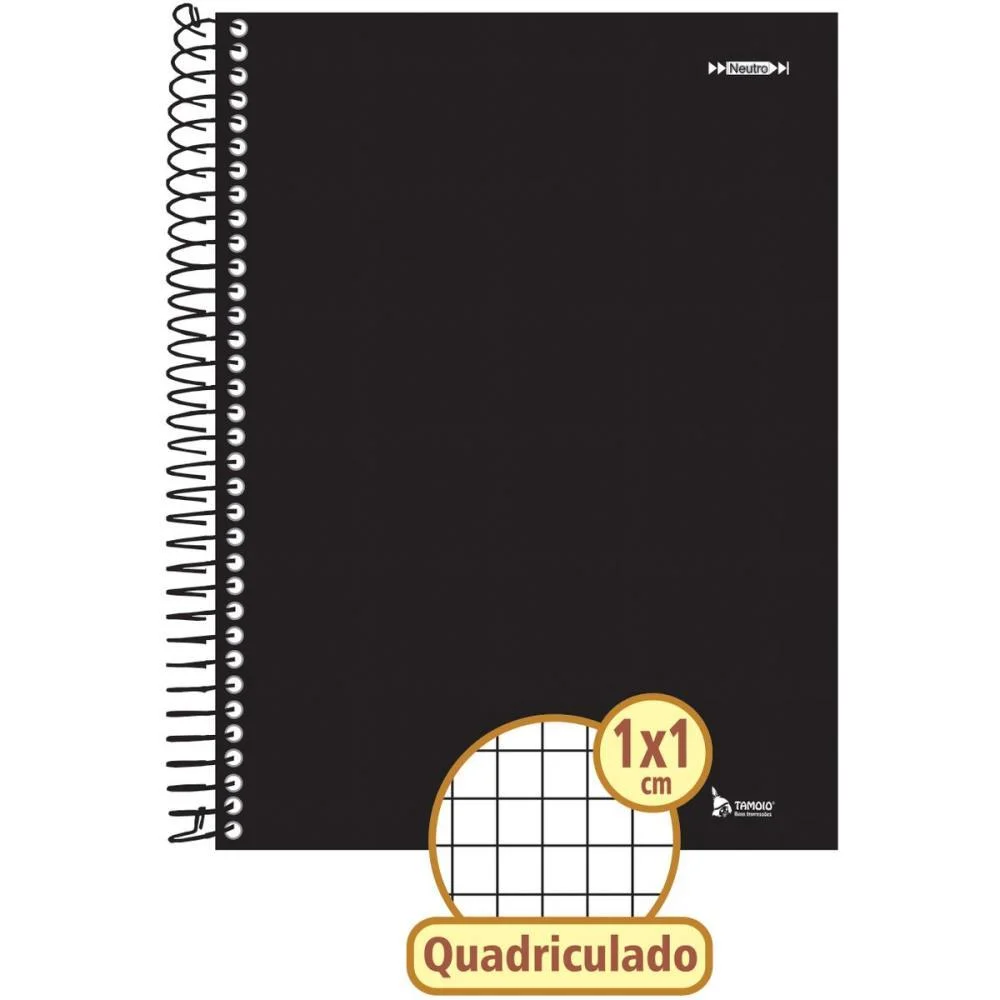 CADERNO QUADRICULADO UNIVERS. 1X1CM 96F ESPIRAL PRETO CD TAMOIO (PCT.C/04) - imagem 2