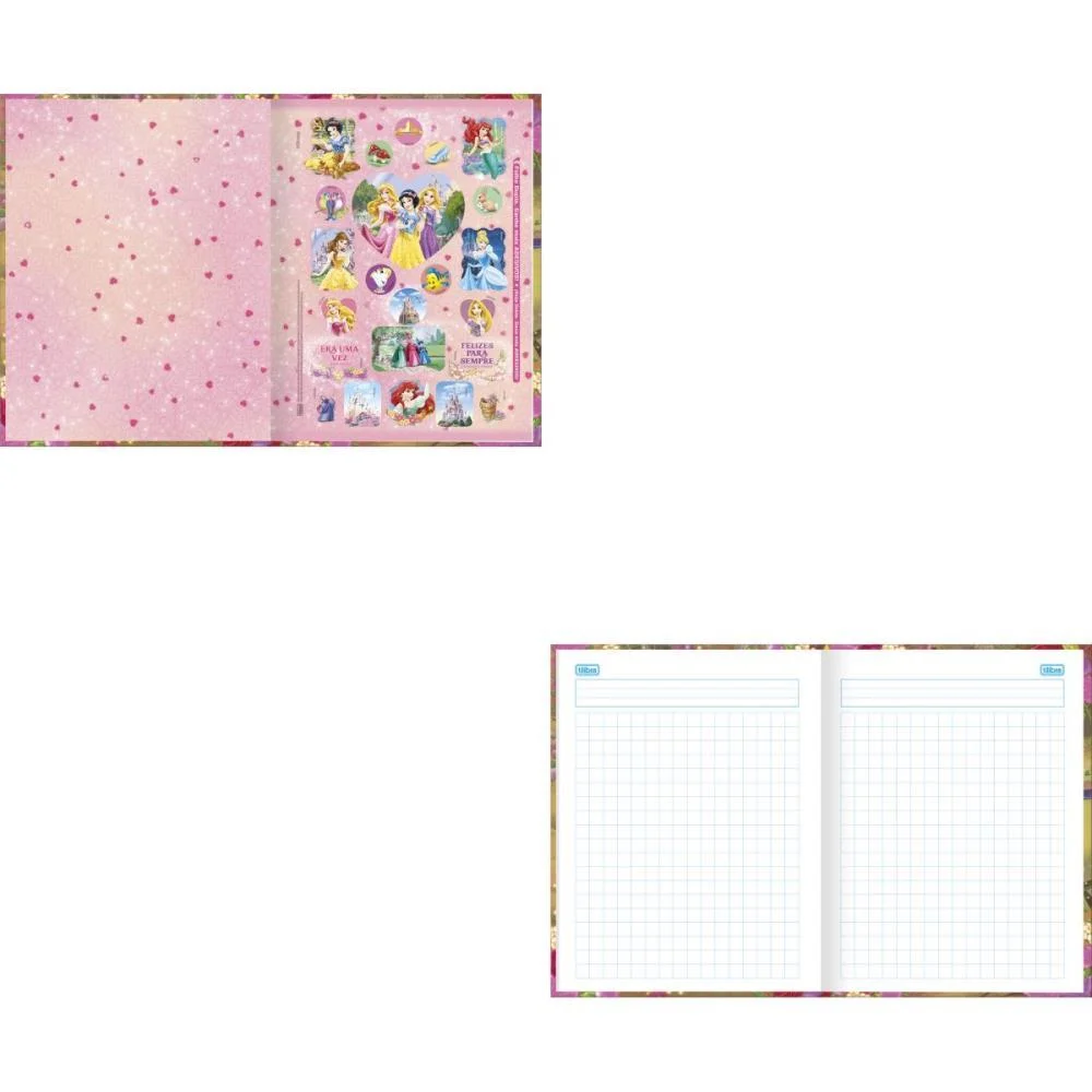 CADERNO QUADRICULADO UNIVERS. PRINCESAS 40FLS BROCHURA 1X1CM TILIBRA (PCT.C/05) - imagem 4