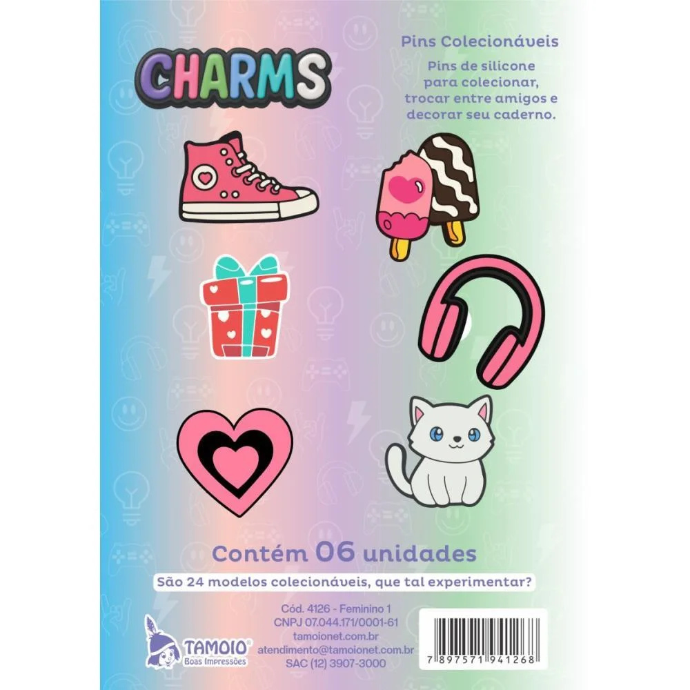 CHARMS FEMININO MOD.1 P/CADERNO (S) TAMOIO (BL.C/06) - imagem 2