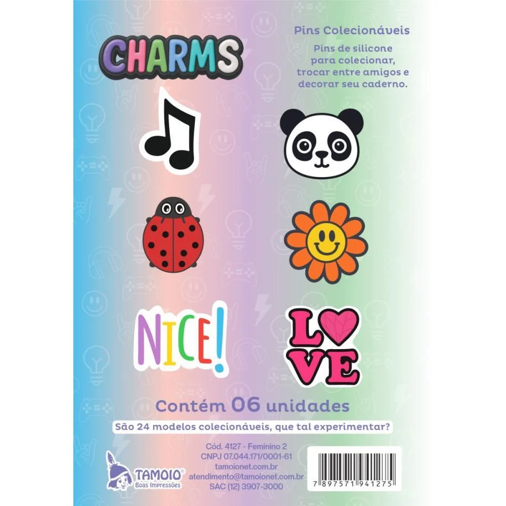 CHARMS FEMININO MOD.2 P/CADERNO (S) TAMOIO (BL.C/06) - imagem 2