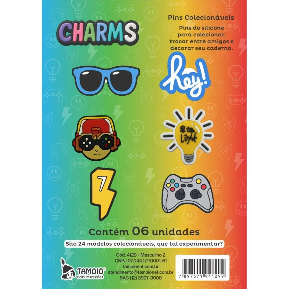 CHARMS MASCULINO MOD.2 P/CADERNO (S) TAMOIO (BL.C/06) - imagem 2
