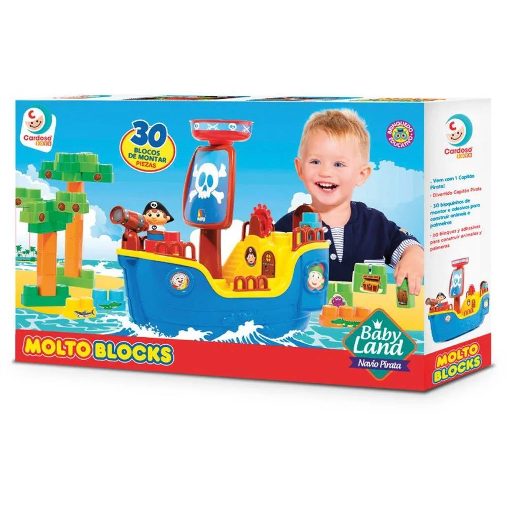 BRINQUEDO EDUCATIVO NAVIO PIRATA BABY LAND C/30BLO CARDOSO TOYS (UNIDADE) - imagem 3