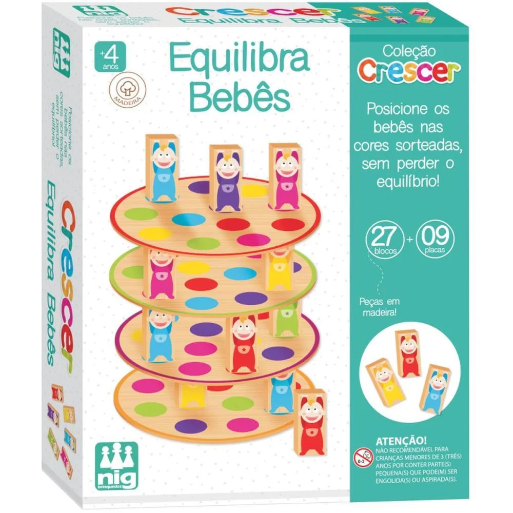 BRINQUEDO EDUCATIVO EQUILIBRA BEBES EM MADEIRA NIG BRINQUEDOS (UNIDADE) - imagem 4