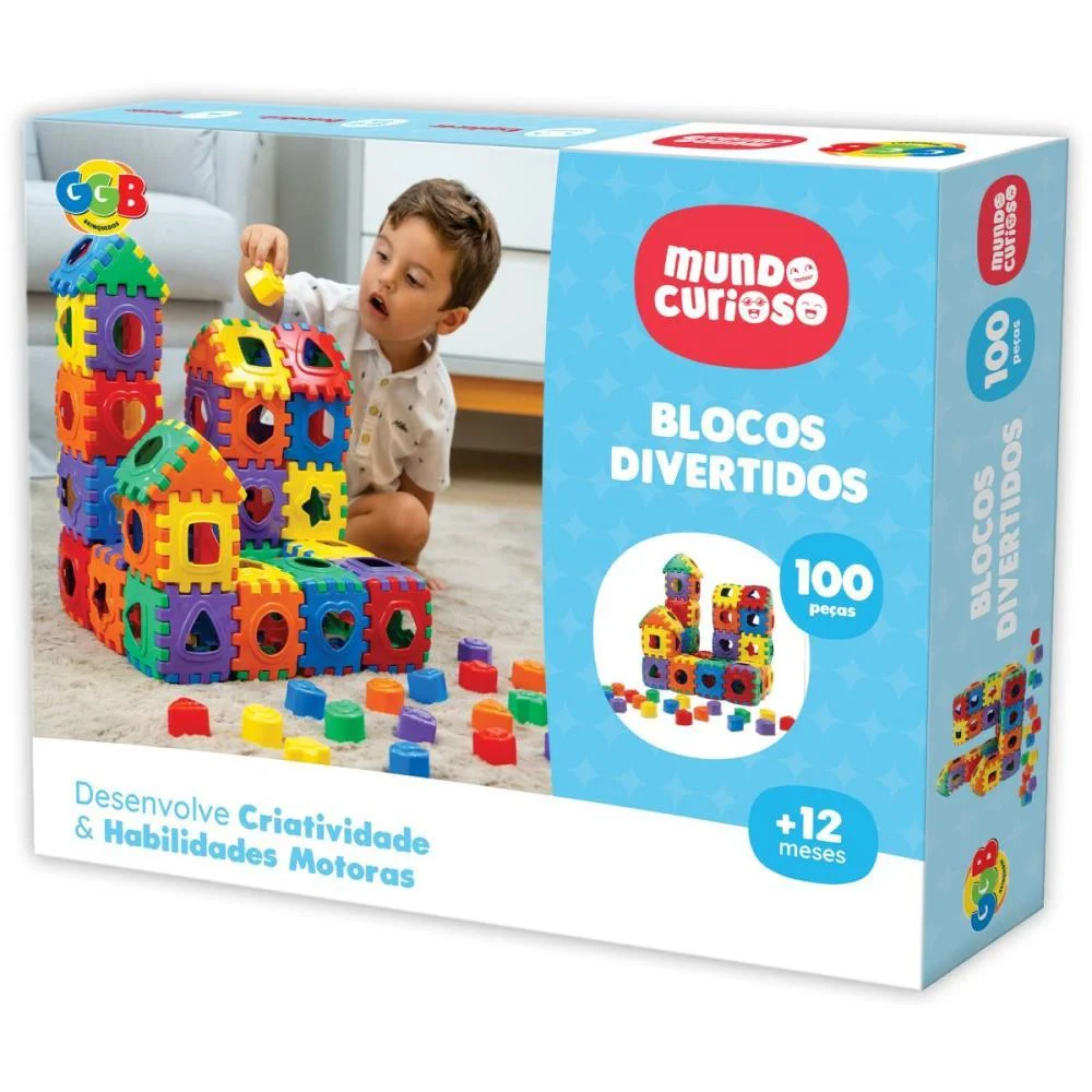 BRINQUEDO EDUCATIVO BLOCOS DIVERTIDOS 100 PCS GGB PLAST (UNIDADE) - imagem 5