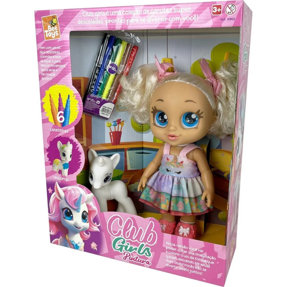 BONECA CLUB GIRLS PINTURA 29CM C/CANE BEE TOYS (UNIDADE) - imagem 7