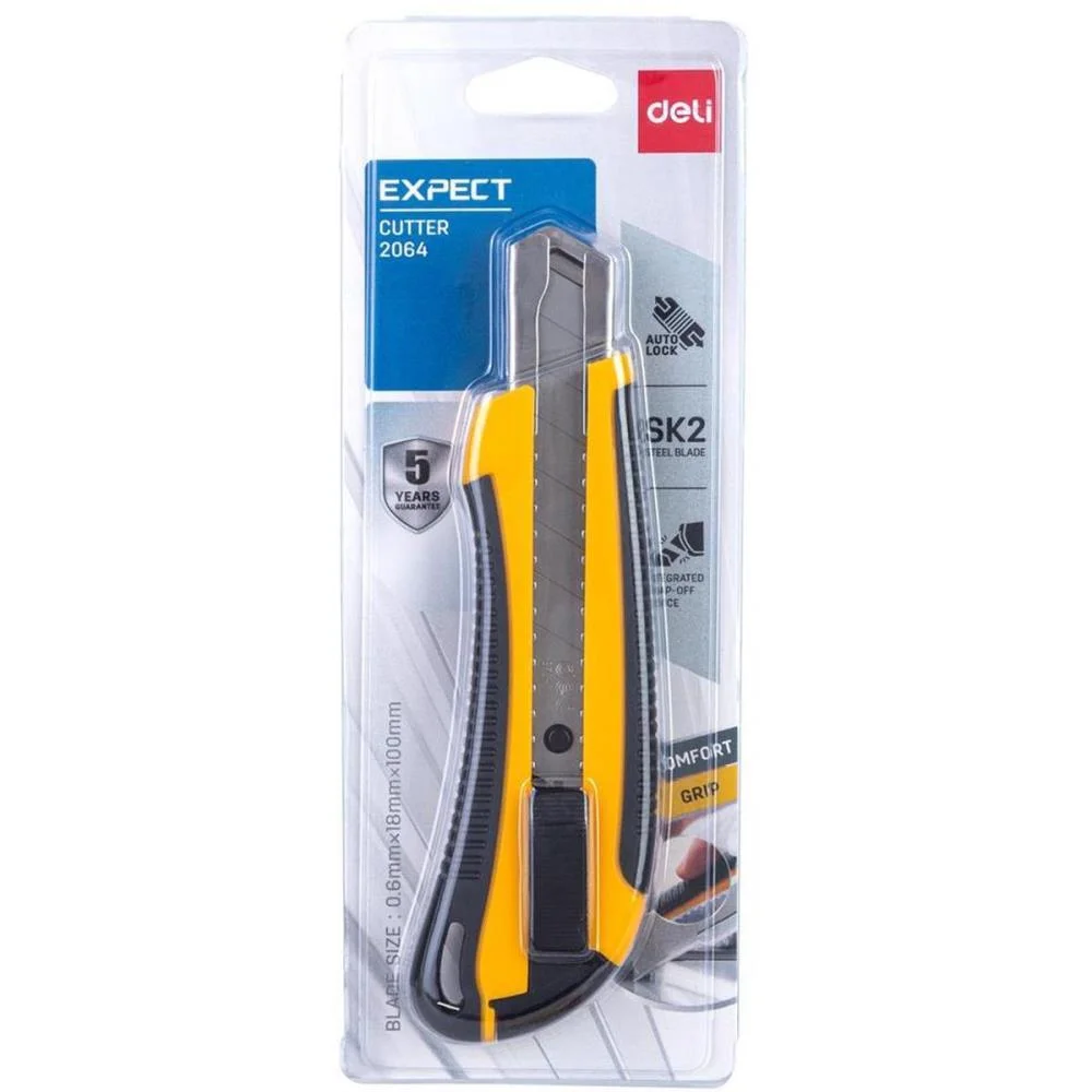 ESTILETE LARGO 18MM LAMINA ACO SK2 DELI (BLISTER) - imagem 3