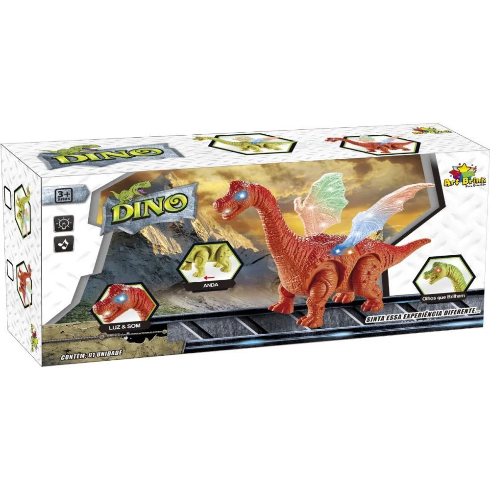 DINOSSAURO DINO ASAS BRILHANTES/SOM 28CM ART BRINK (UNIDADE) - imagem 6