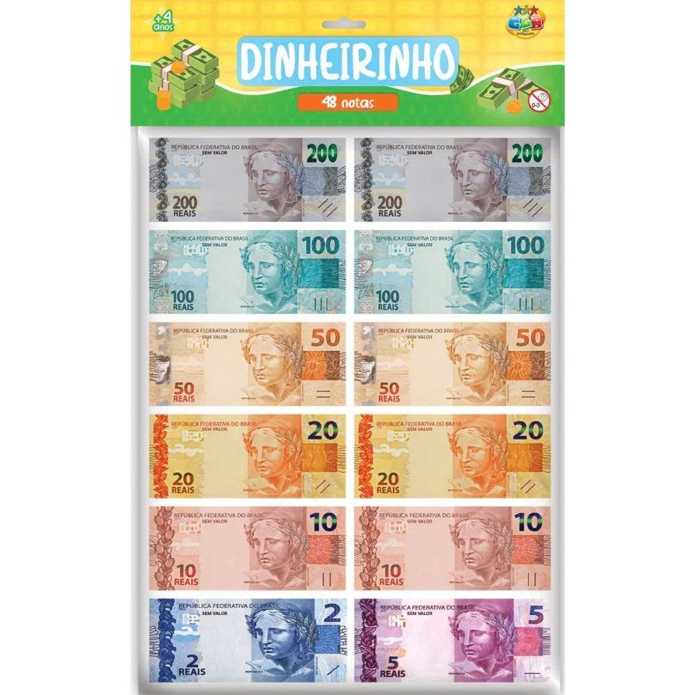 BRINQUEDO DIVERSO DINHEIRINHO INFANTIL 48 NOTAS GGB PLAST (UNIDADE) - imagem 6