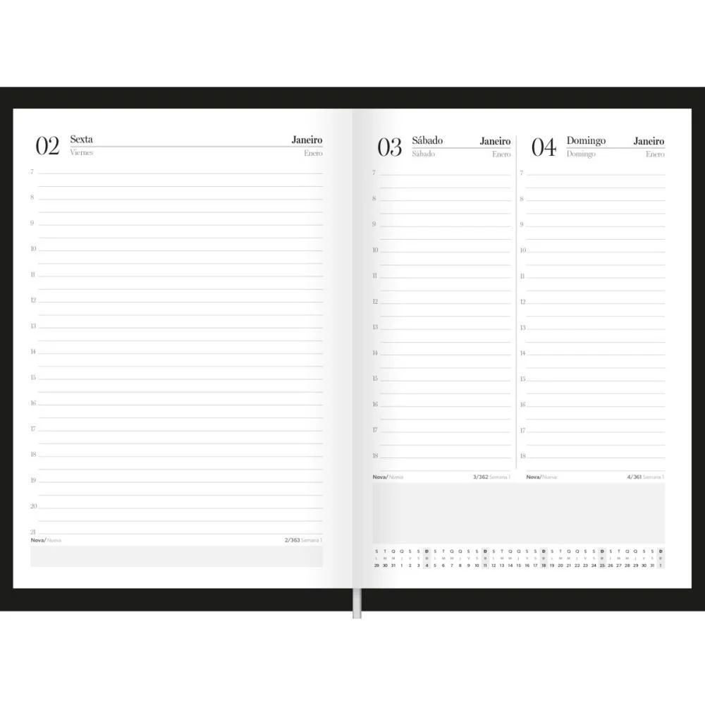 AGENDA 2026 COMPACTA PRETA 176F.145X205MM FORONI (PCT.C/05) - imagem 6