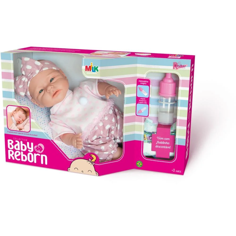 BONECA BEBE REBORN 34CM C/ACESSORIOS MILK (UNIDADE) - imagem 4
