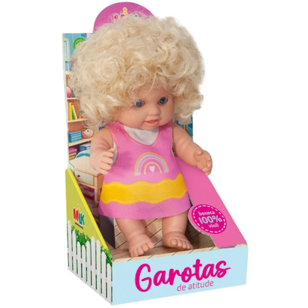 BONECA MILKINHA VINIL 22CM CAB.CRESPO MILK (UNIDADE) - imagem 3