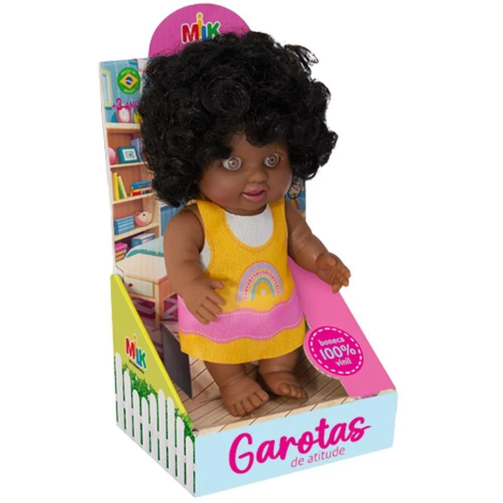 BONECA MILKINHA VINIL 22CM CAB.CRESPO MILK (UNIDADE) - imagem 3