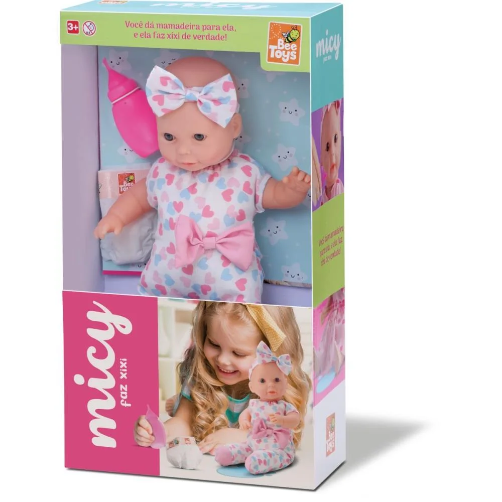 BONECA COM MECANISMO MICY FAZ XIXI C/ACESSORIOS BEE TOYS (UNIDADE) - imagem 3