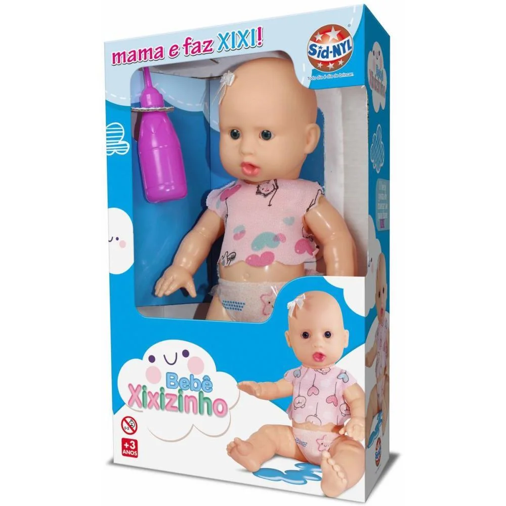 BONECA COM MECANISMO BEBE XIXIZINHO C/MAMAD 28CM (S SID-NYL (UNIDADE) - imagem 5