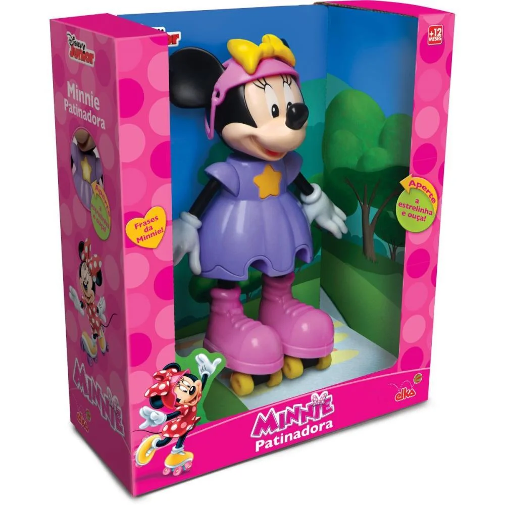 BONECA COM MECANISMO MINNIE PATINADORA 25CM. ELKA (UNIDADE) - imagem 3