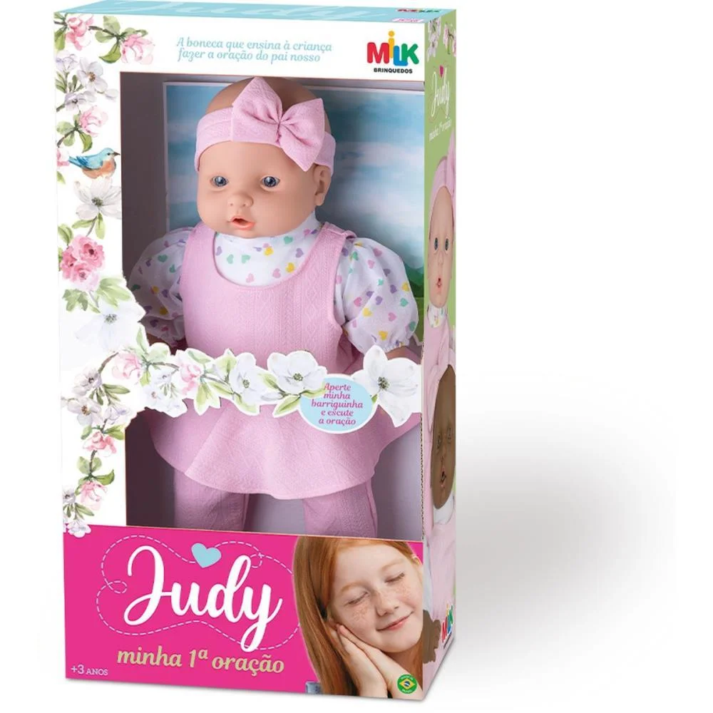 BONECA COM MECANISMO JUDY MINHA 1° ORACAO 45CM MILK (UNIDADE) - imagem 4