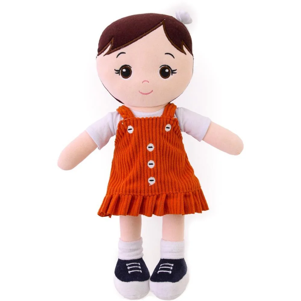 BONECA DE PELUCIA NANDA VESTIDO LARANJA 35CM ZIP (UNIDADE) - imagem 2