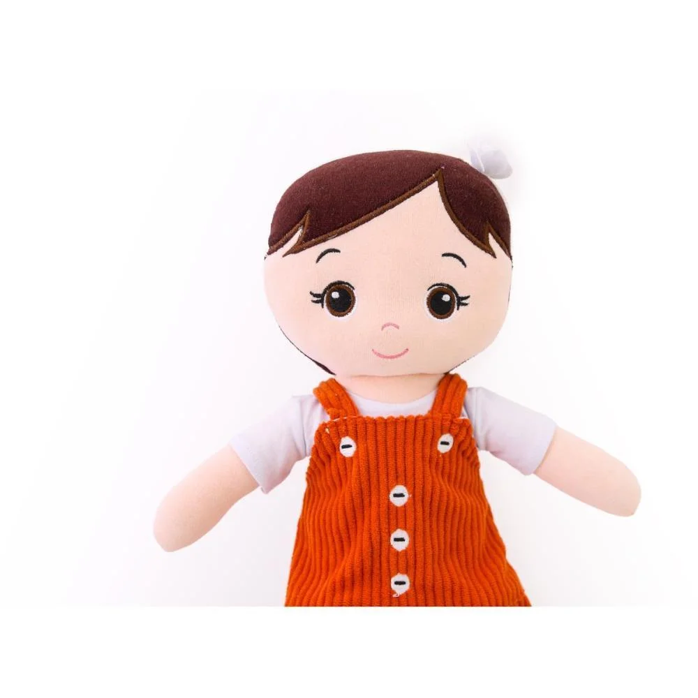 BONECA DE PELUCIA NANDA VESTIDO LARANJA 35CM ZIP (UNIDADE) - imagem 3