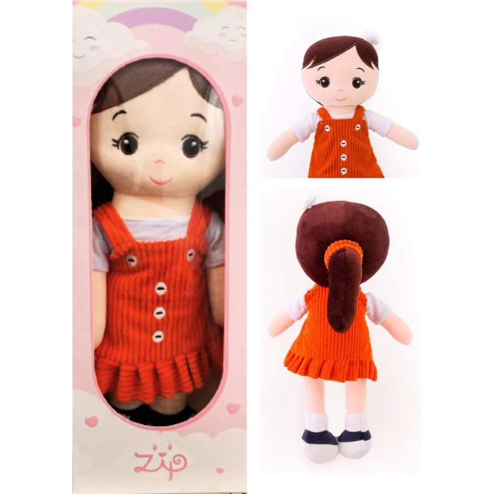 BONECA DE PELUCIA NANDA VESTIDO LARANJA 35CM ZIP (UNIDADE) - imagem 6