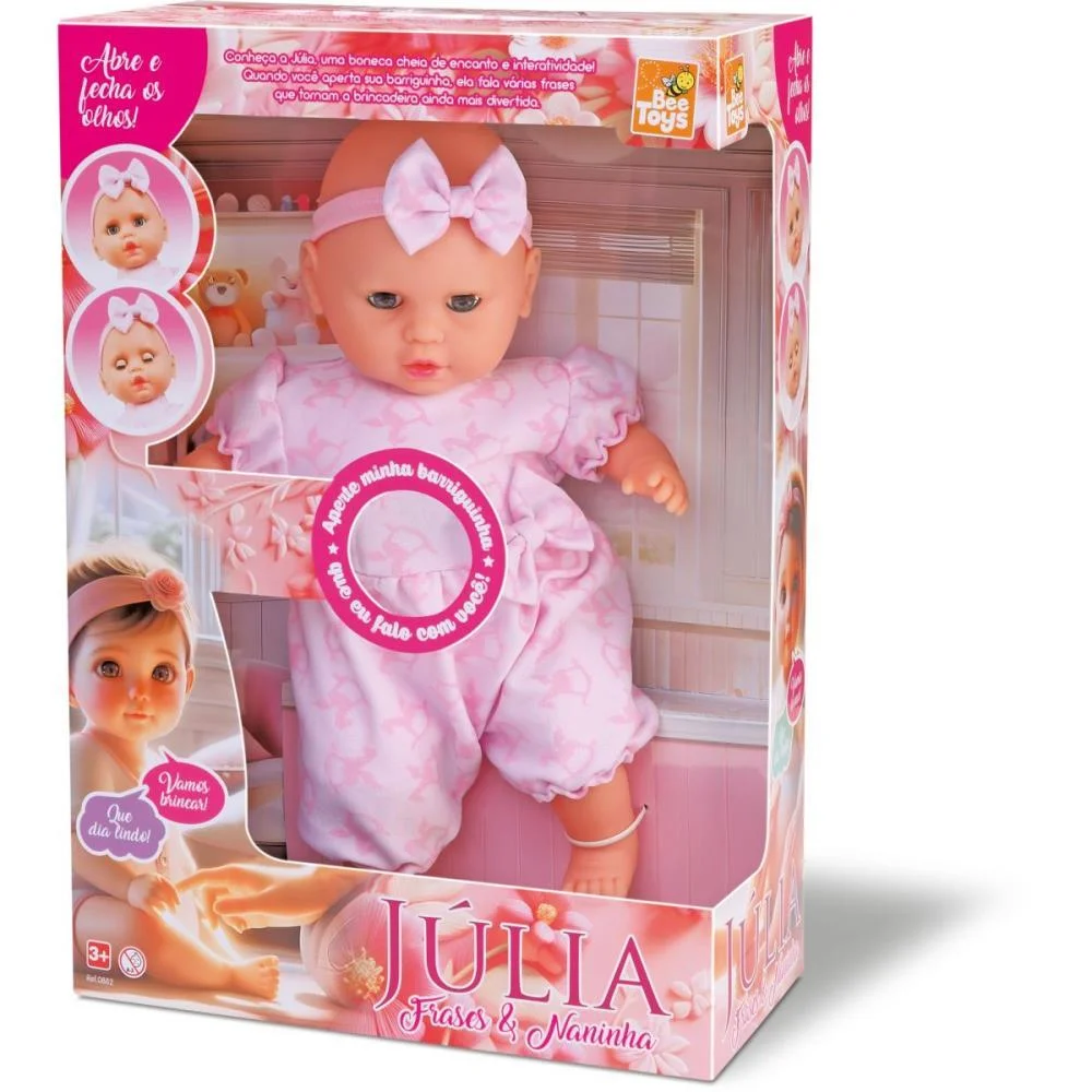 BONECA COM MECANISMO JULIA FRASES E NANINHA 42CM BEE TOYS (UNIDADE) - imagem 3