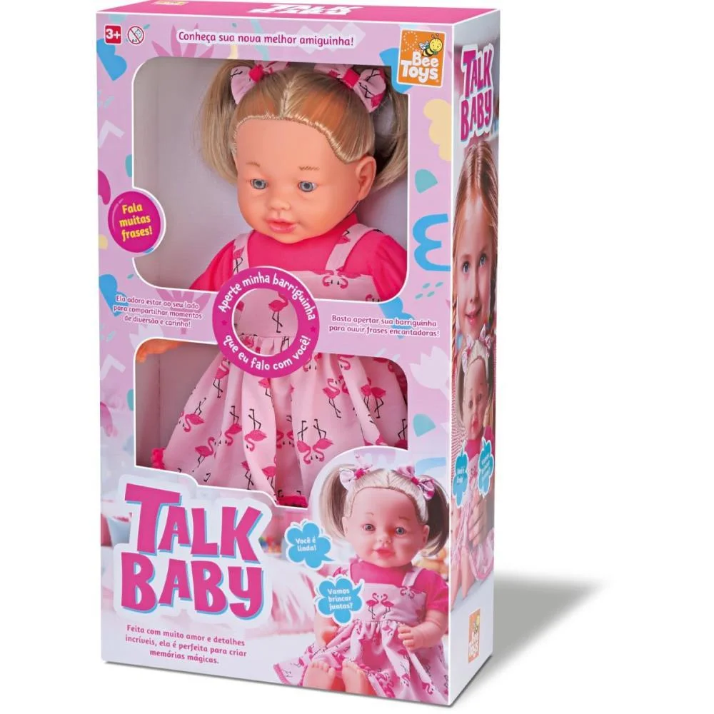 BONECA COM MECANISMO TALK BABY NEGRA FRASES 44CM BEE TOYS (UNIDADE) - imagem 3