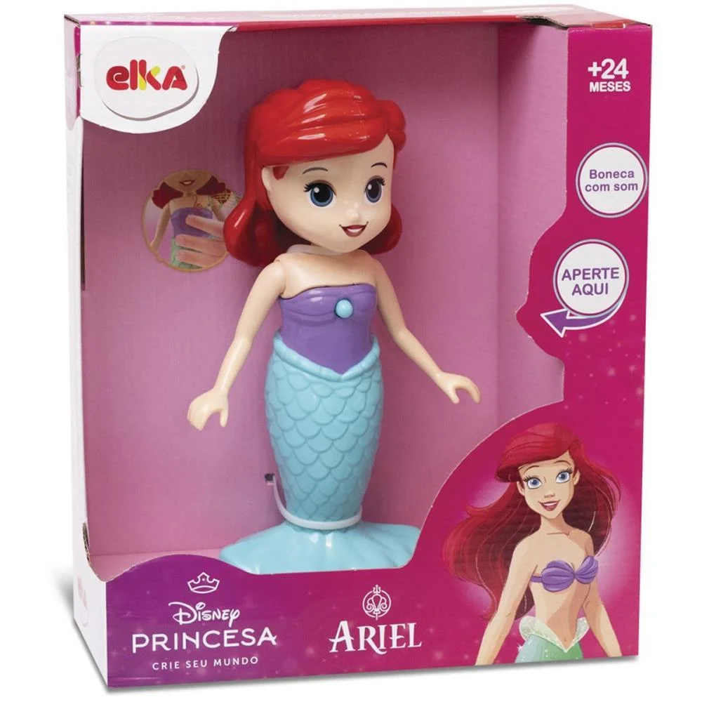 BONECA COM MECANISMO PRINCESA ARIEL 20CM ELKA (UNIDADE) - imagem 5
