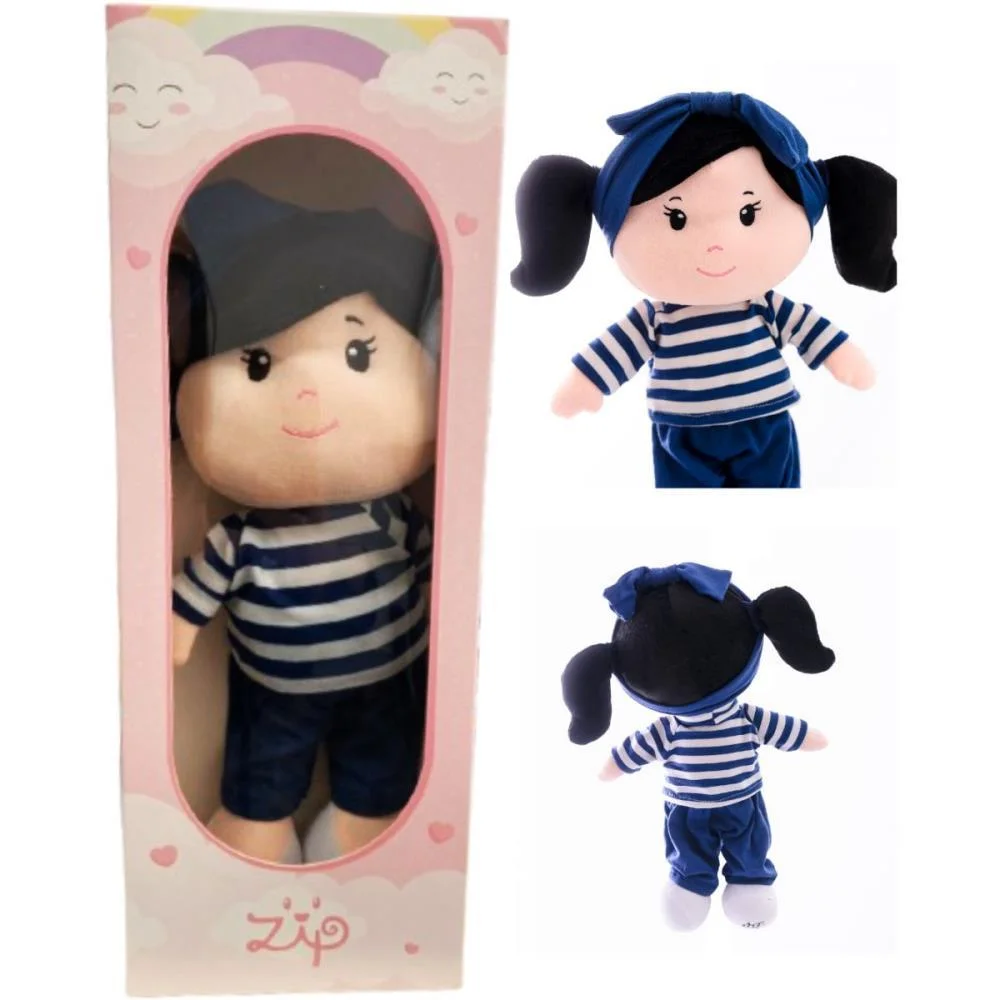 BONECA DE PELUCIA ANAJU CABELO PRETO 35CM ZIP (UNIDADE) - imagem 5