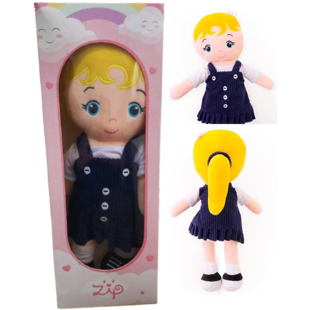 BONECA DE PELUCIA FLORA VESTIDO MARINHO 35CM ZIP (UNIDADE) - imagem 5