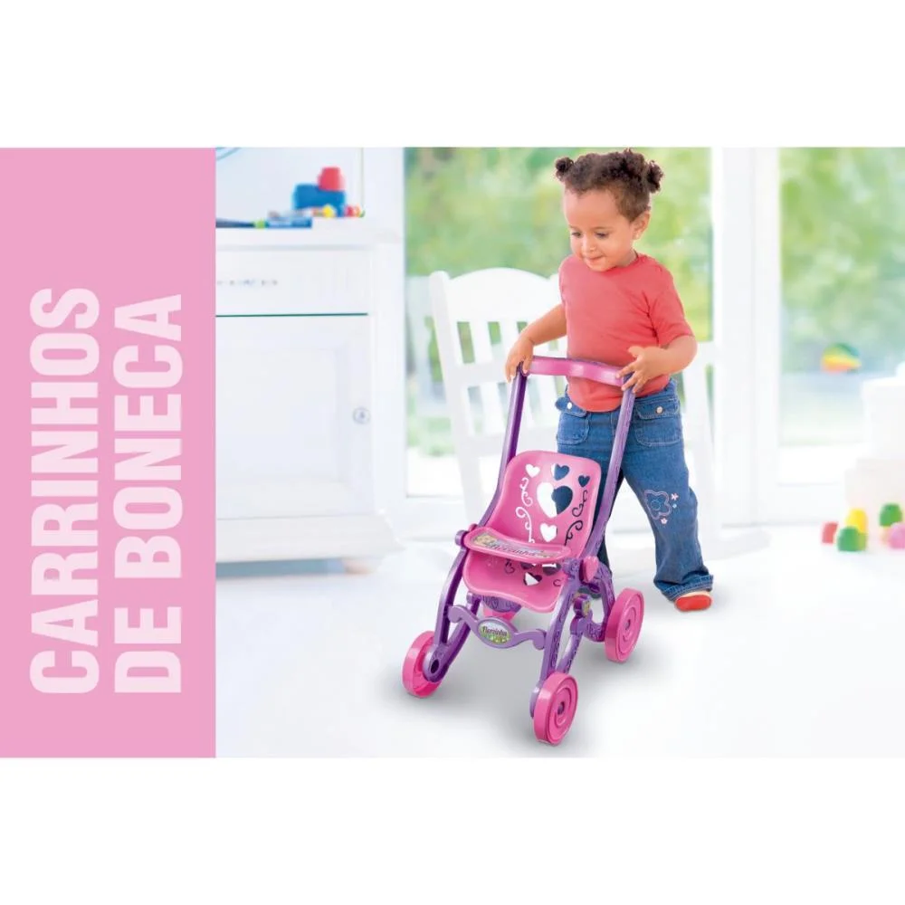 CARRINHO DE BONECA FLORZINHA ROSA E LILAS BRINQUEMIX (CX.C/02) - imagem 5