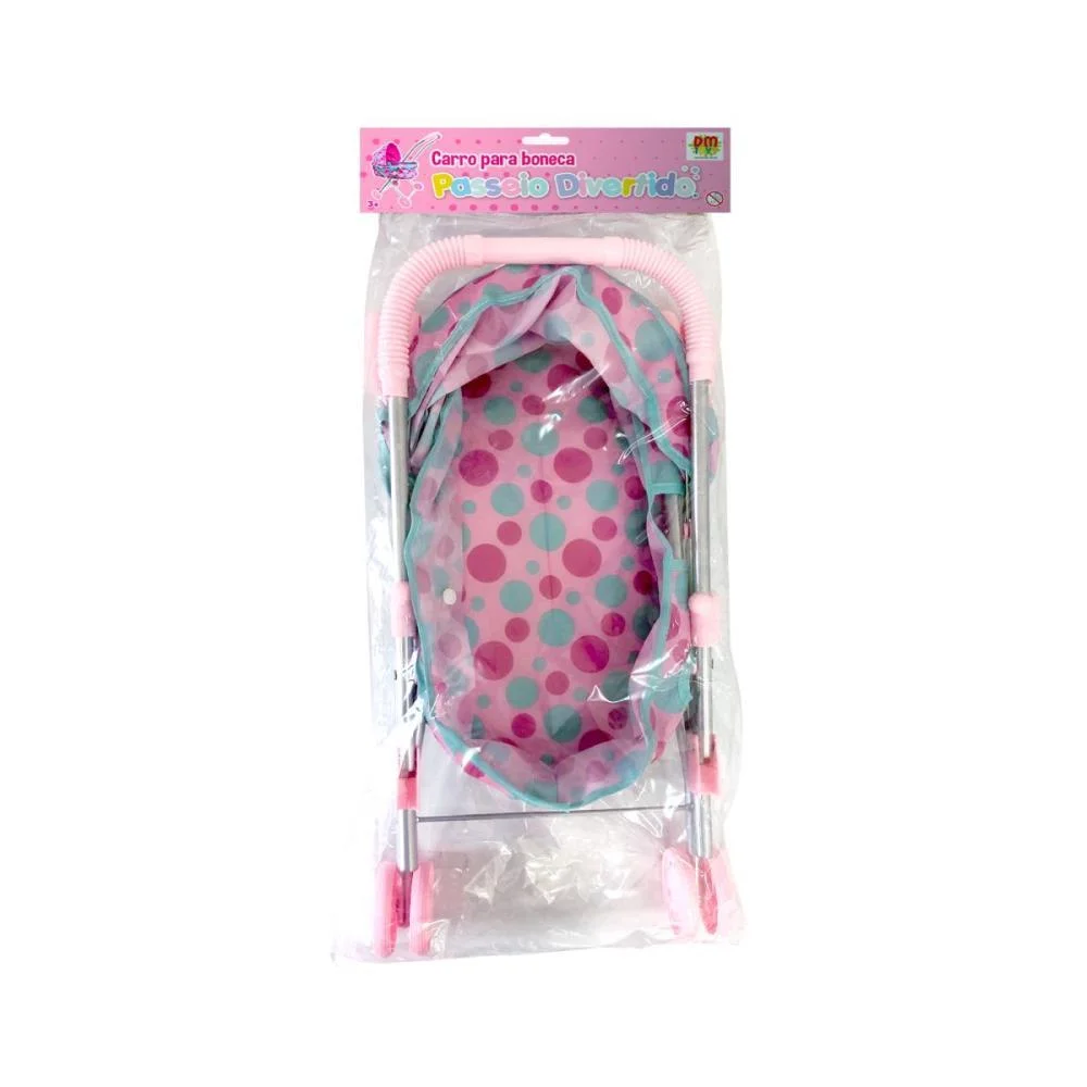 CARRINHO DE BONECA PASSEIO DIVERTIDO BERCO ROSA DM TOYS (UNIDADE) - imagem 4
