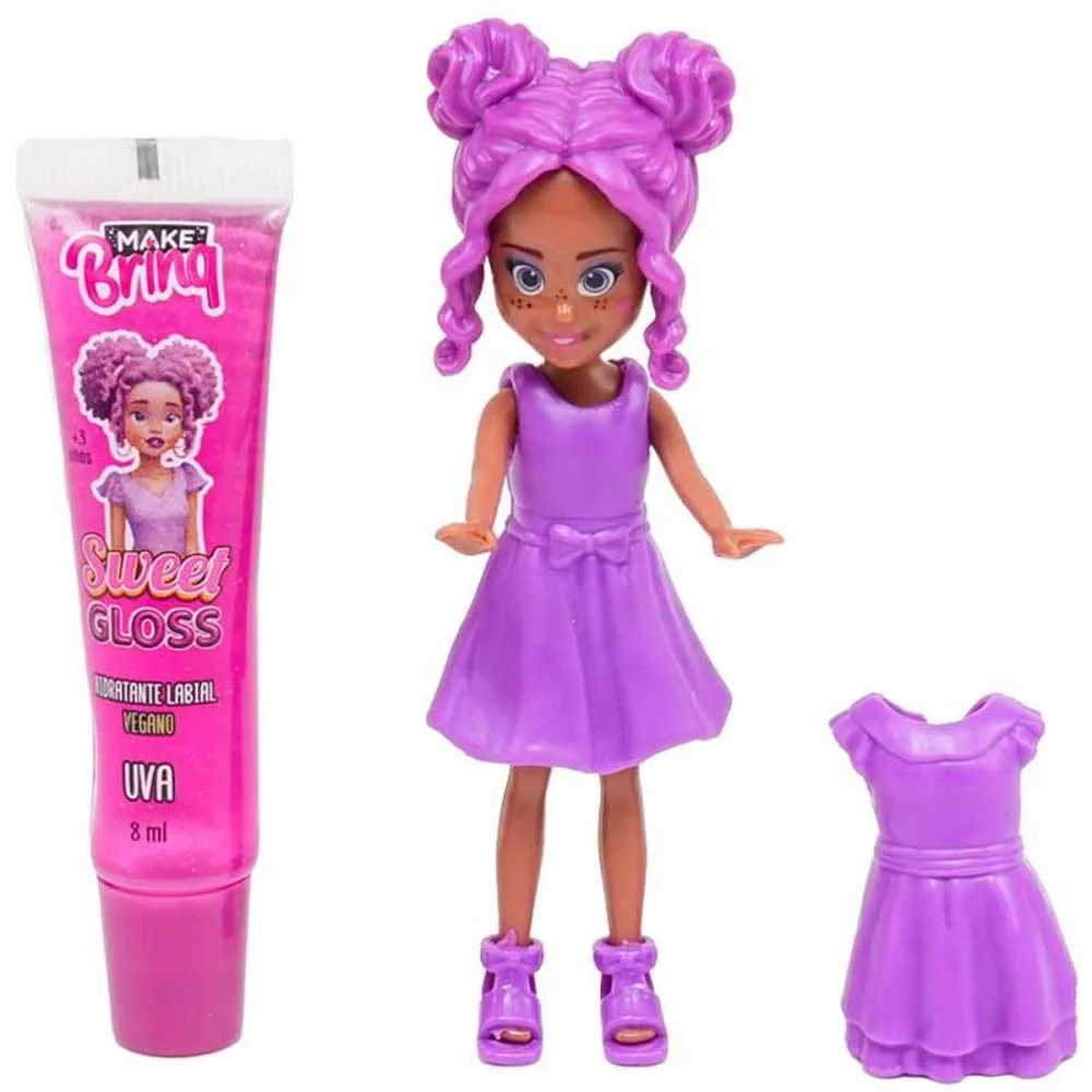 MAQUIAGEM E BELEZA INFANTIL MAKE BRINQ BONECA + GLOSS (S) POLIBRINQ (UNIDADE) - imagem 4