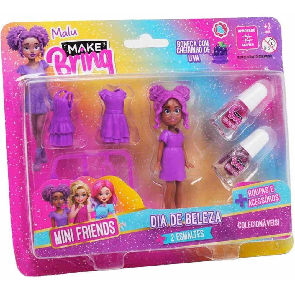 MAQUIAGEM E BELEZA INFANTIL MAKE BRINQ BONECA+ESMATE 8PC(S POLIBRINQ (KIT) - imagem 3